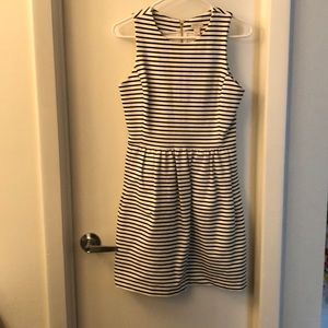 J Crew Black and White Striped Tea Dress
